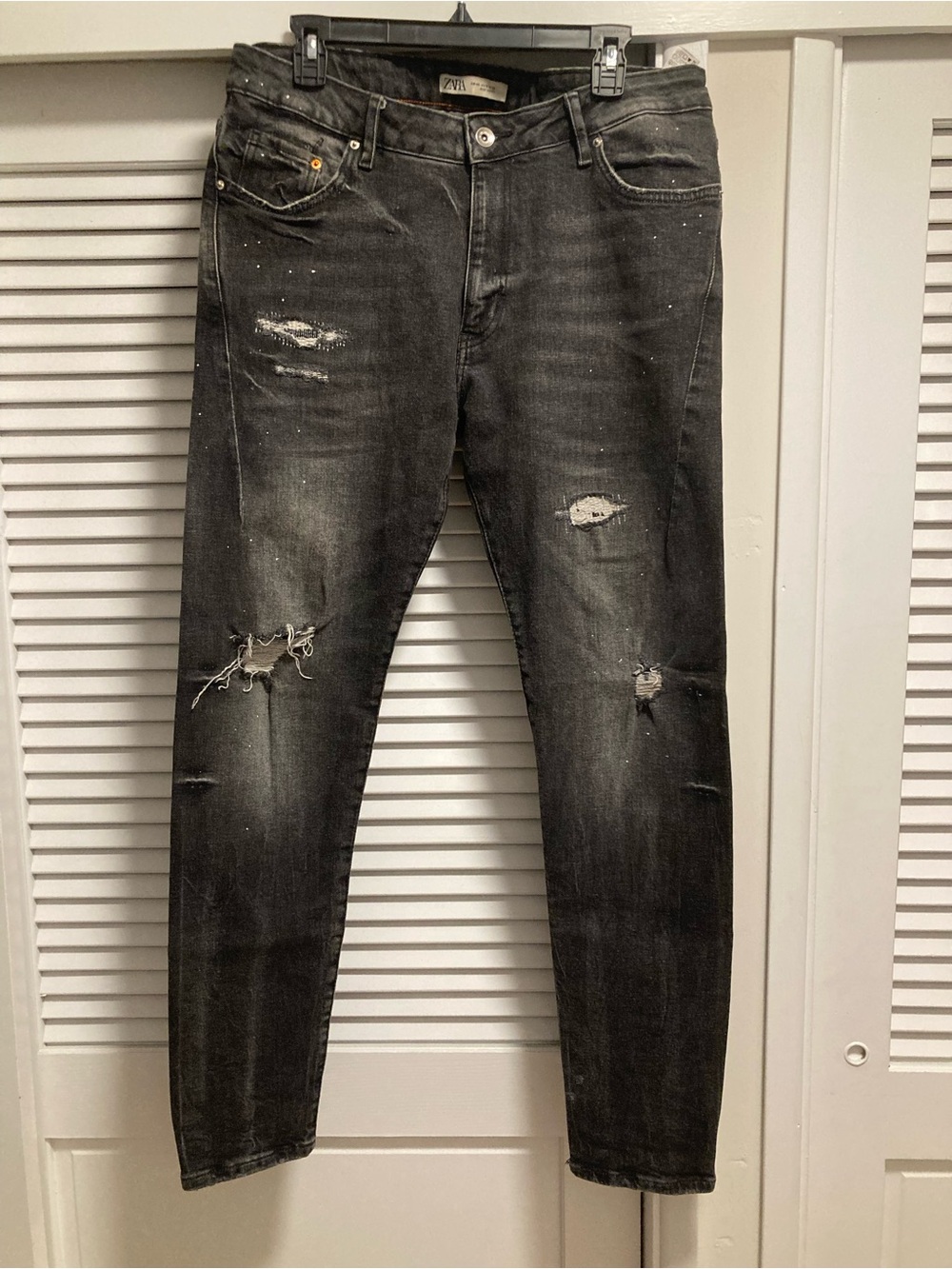 ZARA - Men’s Paint Distressed Black Wash Jeans